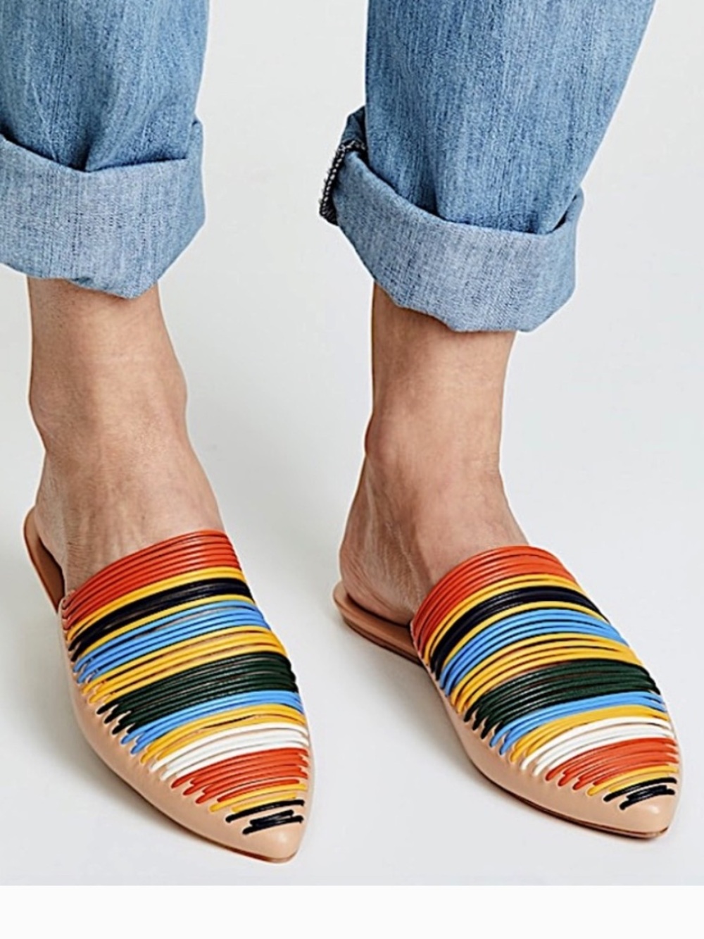 Tory Burch Multicolor Leather Slide Mules